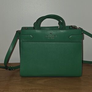 kate spade Green Leather Structured Satchel with Crossbody Strap